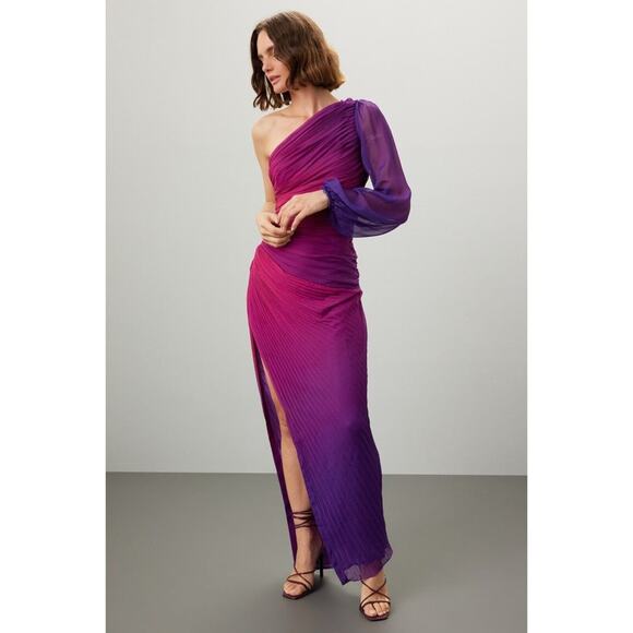 ROCOCO SAND One Shoulder Purple Pleated Ombré Dress XS - Picture 1 of 4